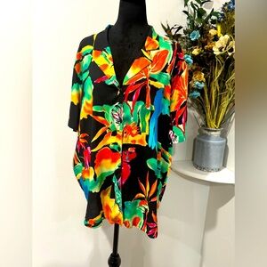 On The Verge Vintage Vibrant Artistic Style Women's button Down Top size XL